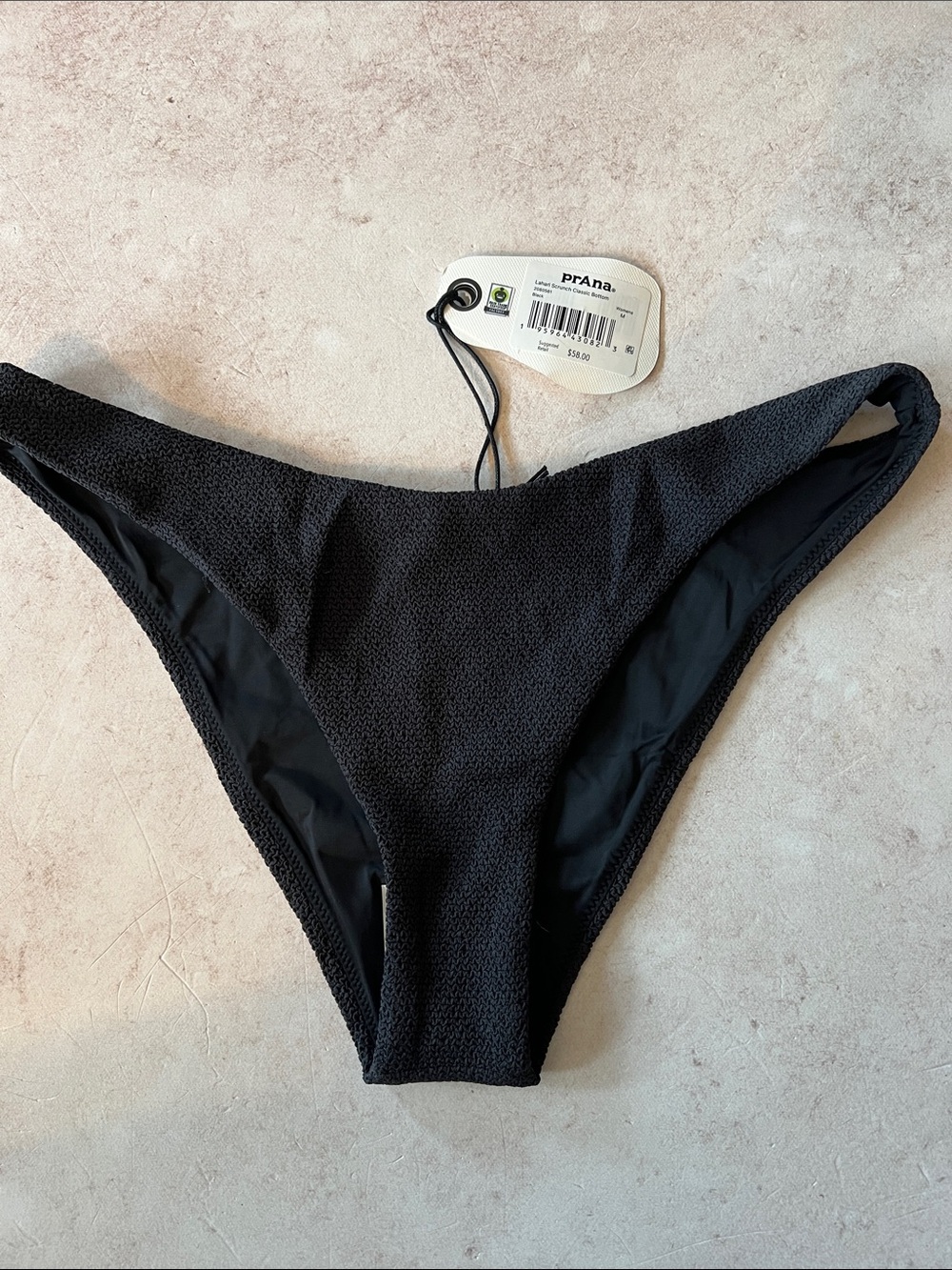 PrANa Lahari Scrunch Classic Bikini Bottoms in Black